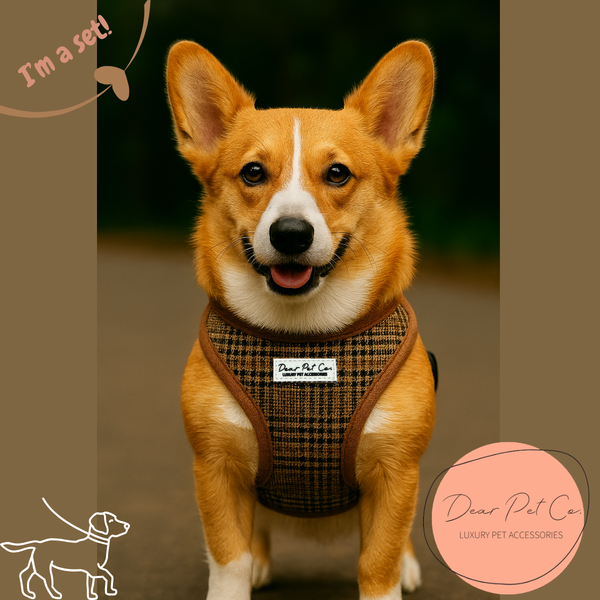 Dear Pet | Adjustable Harness Set Chestnut Checks