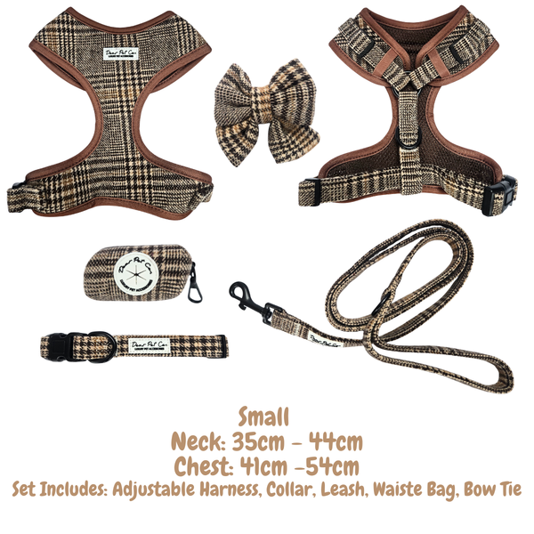 Dear Pet | Adjustable Harness Set Chestnut Checks