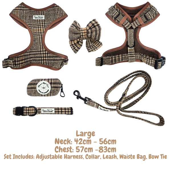 Dear Pet | Adjustable Harness Set Chestnut Checks