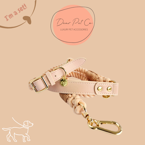 Dear Pet | Adjustable Rope Range Set Leather Pink (Nude)