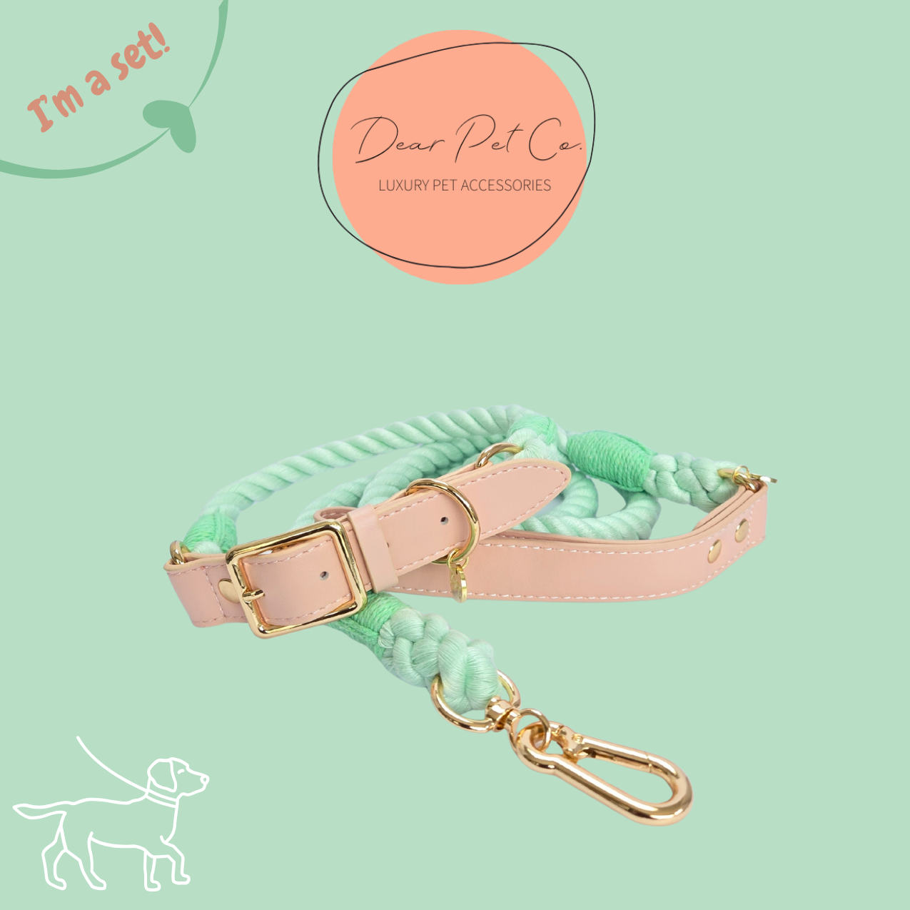 Dear Pet | Adjustable Rope Range Set Mint Green