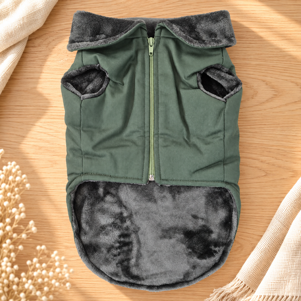 Alpine Fleece-Lined Dog Coat | Olive Green