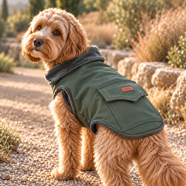 Alpine Fleece-Lined Dog Coat | Olive Green