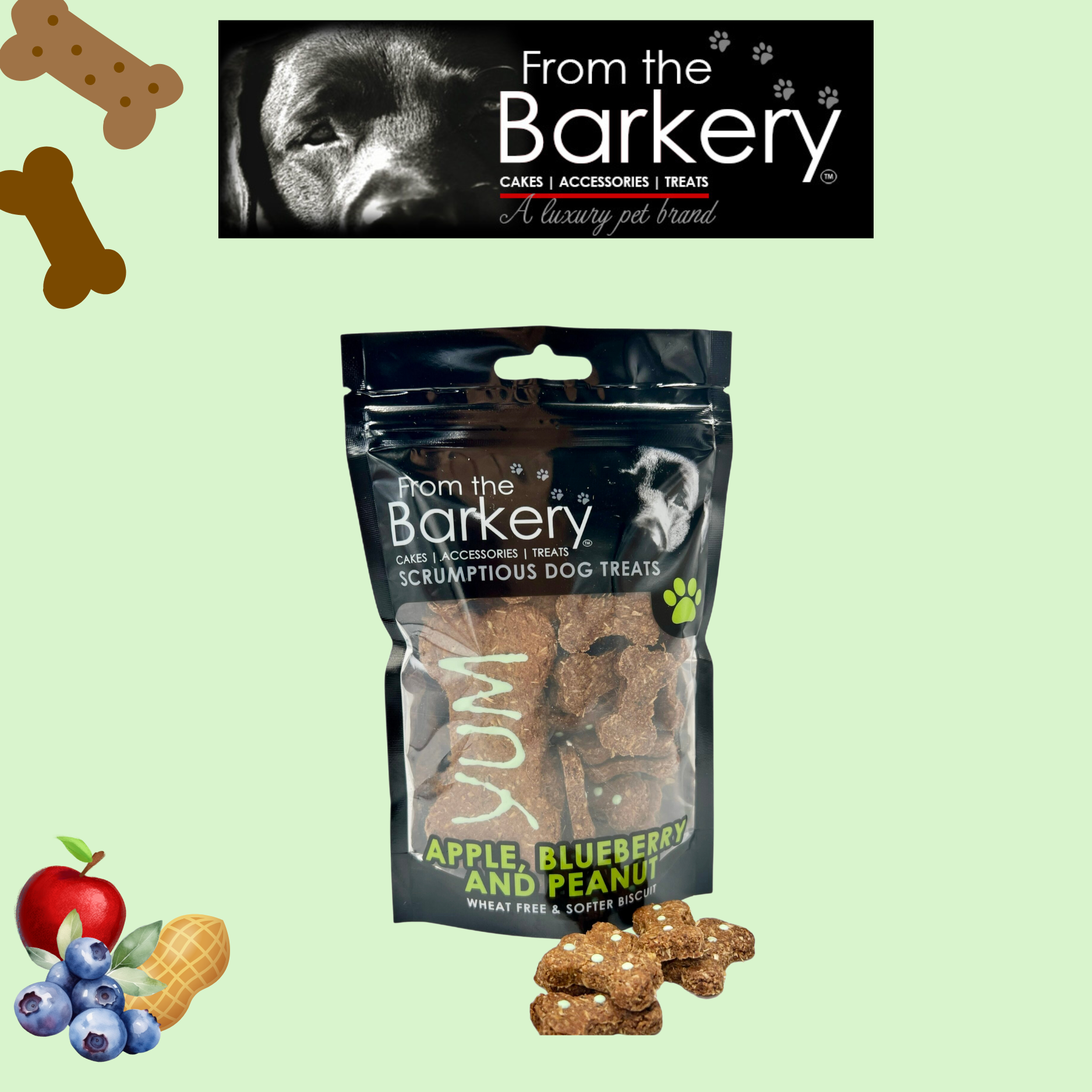 From the Barkery | Apple & Blueberry & Peanut Treats (Wheat Free) (100g)