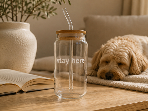 Dear Pet Co Glass Can Cup | Stay Here
