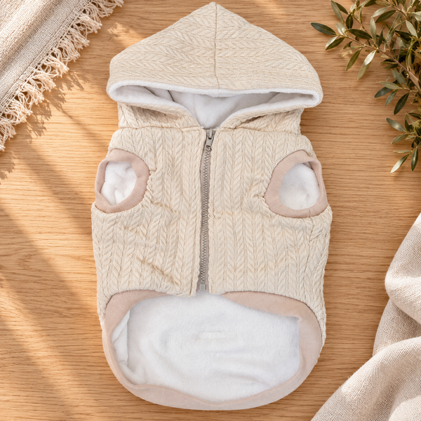 Dear Pet Co Knit-Lined Dog Hoodie | Cream
