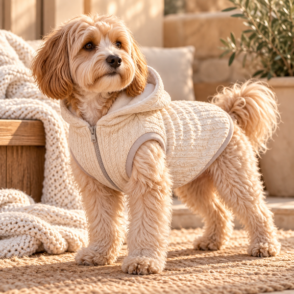 Dear Pet Co Knit-Lined Dog Hoodie | Cream