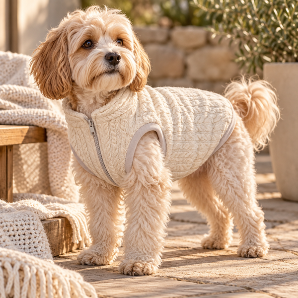 Dear Pet Co Knit-Lined Dog Jacket | Cream