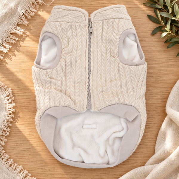 Dear Pet Co Knit-Lined Dog Jacket | Cream