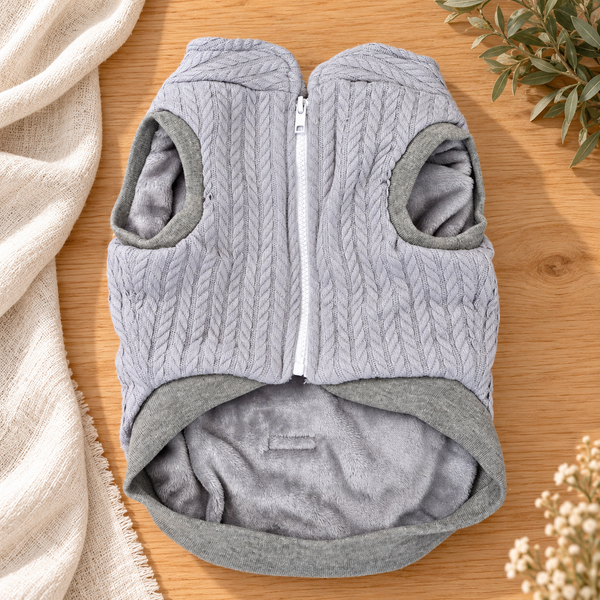 Dear Pet Co Knit-Lined Dog Jacket | Light Grey