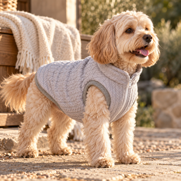 Dear Pet Co Knit-Lined Dog Jacket | Light Grey