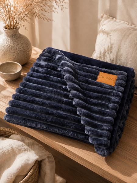 Dear Pet Co Corduroy Comfort Blanket | Deep Blue