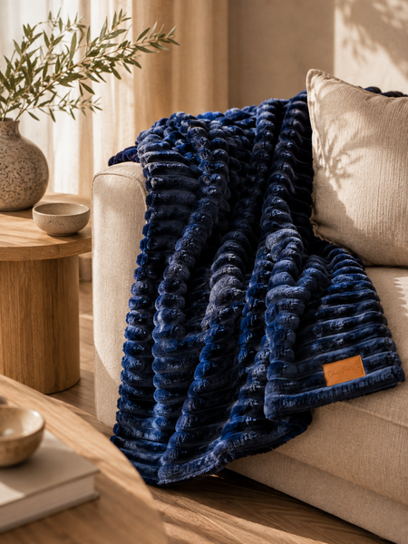Dear Pet Co Corduroy Comfort Blanket | Deep Blue