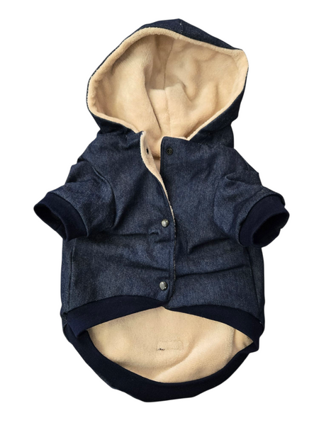 Denim Hoodie | Cream Bear