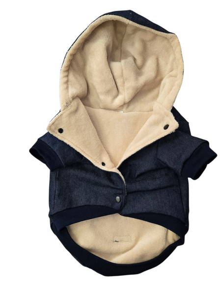 Denim Hoodie | Cream Bear