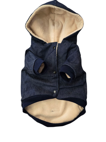 Denim Hoodie | Cream Bear
