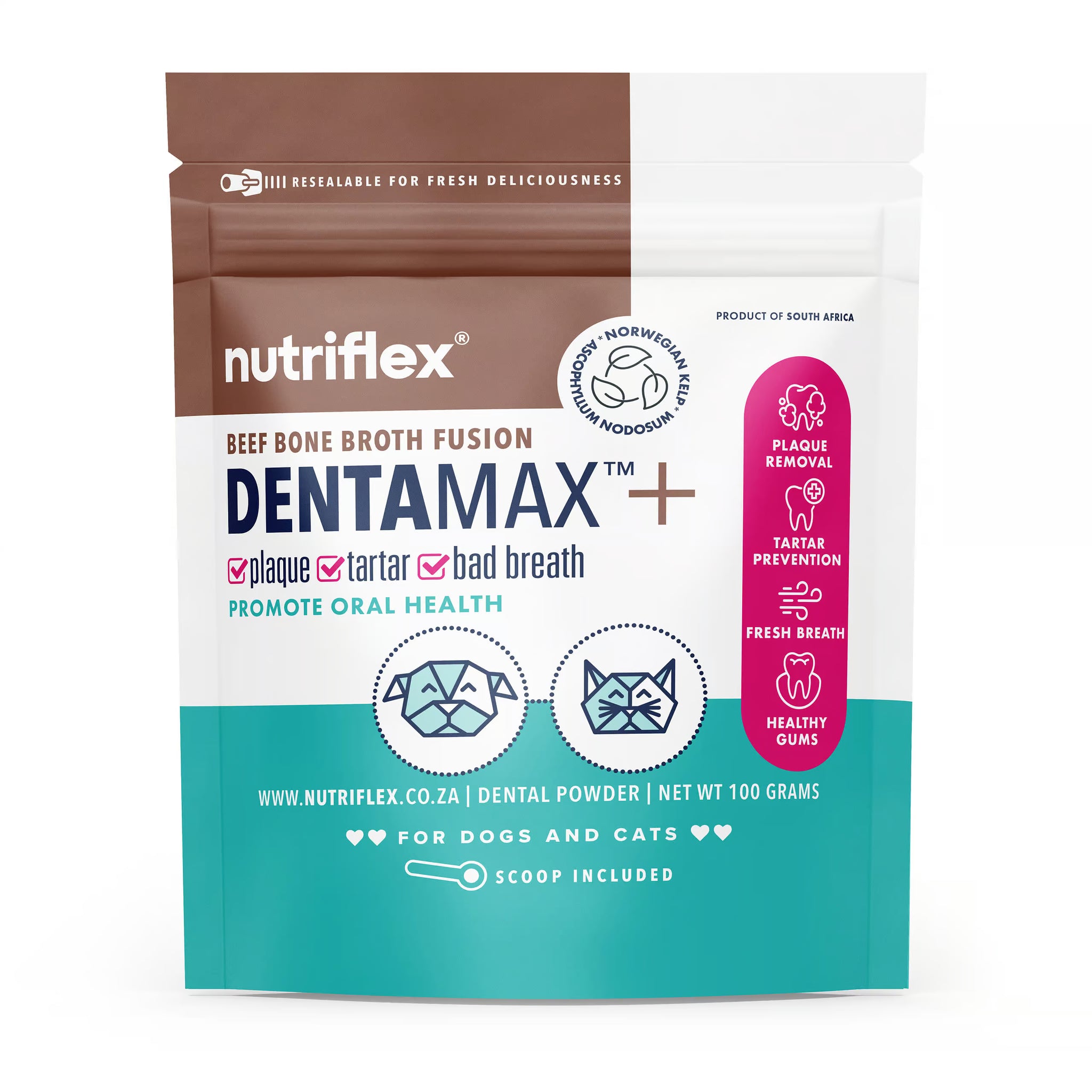 NutriFlex® DentaMax Dental Powder for Dogs and Cats — Beef Bone Broth Fusion (100g)