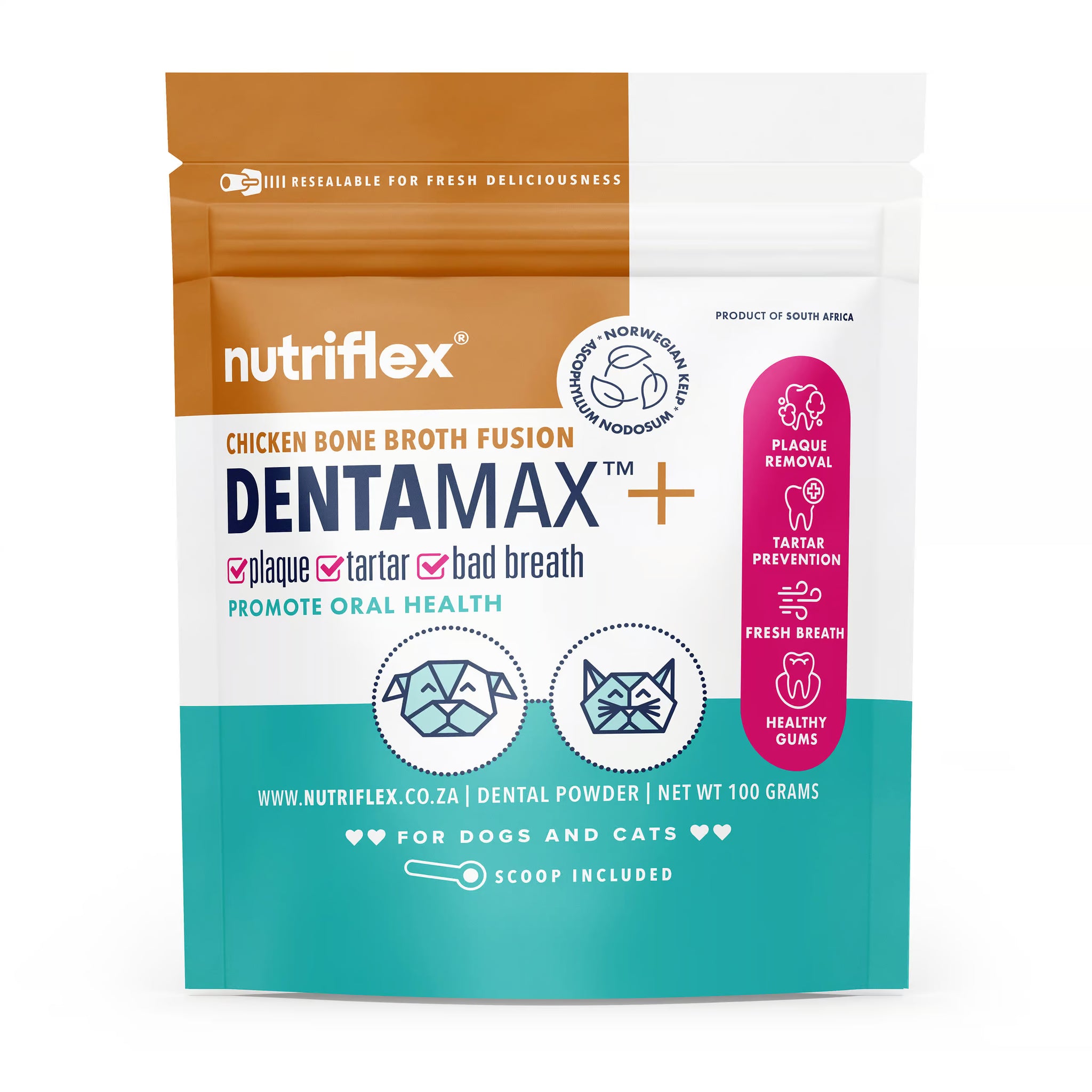 NutriFlex® DentaMax Dental Powder for Dogs and Cats — Chicken Bone Broth Fusion (100g)