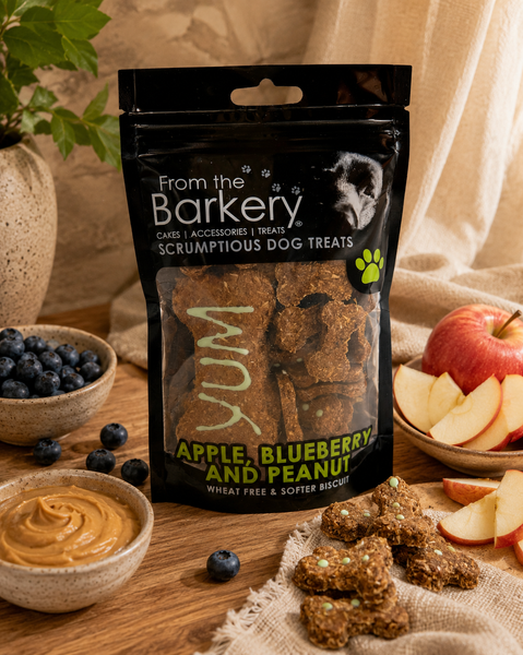 From The Barkery Apple, Blueberry & Peanut Butter Treato | 100g