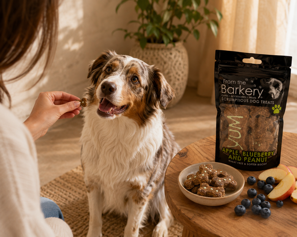 From The Barkery Apple, Blueberry & Peanut Butter Treato | 100g