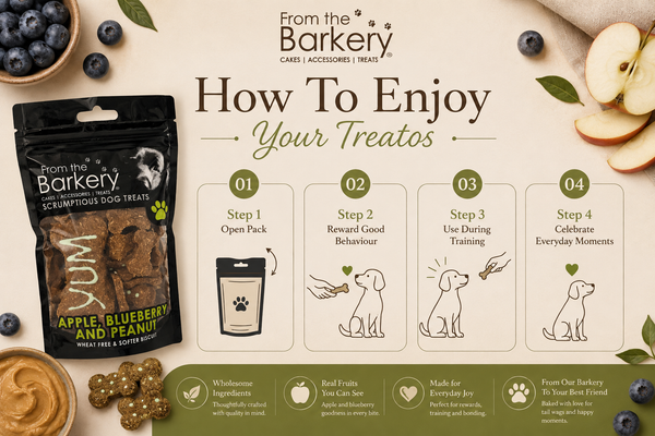 From The Barkery Apple, Blueberry & Peanut Butter Treato | 100g