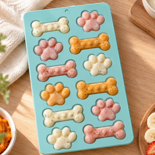 Dog Treat Silicone Mould | Bone & Paw Shapes | Blue