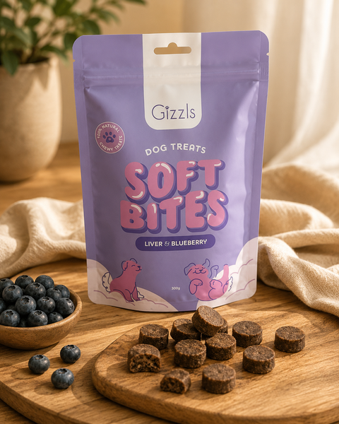 Gizzls Ostrich Liver & Blueberry Soft Dog Treats | 150g / 300g