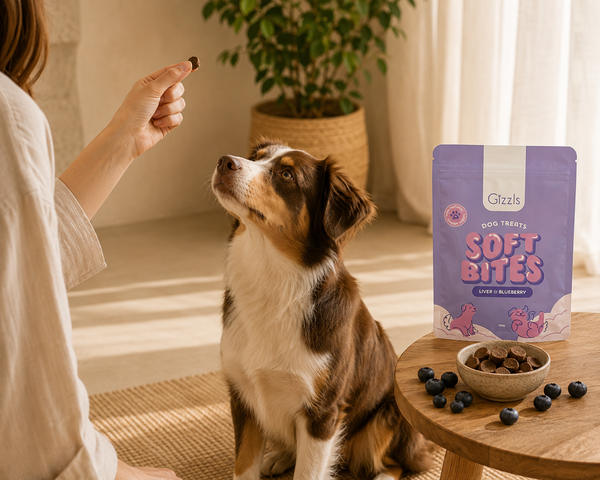 Gizzls Ostrich Liver & Blueberry Soft Dog Treats | 150g / 300g