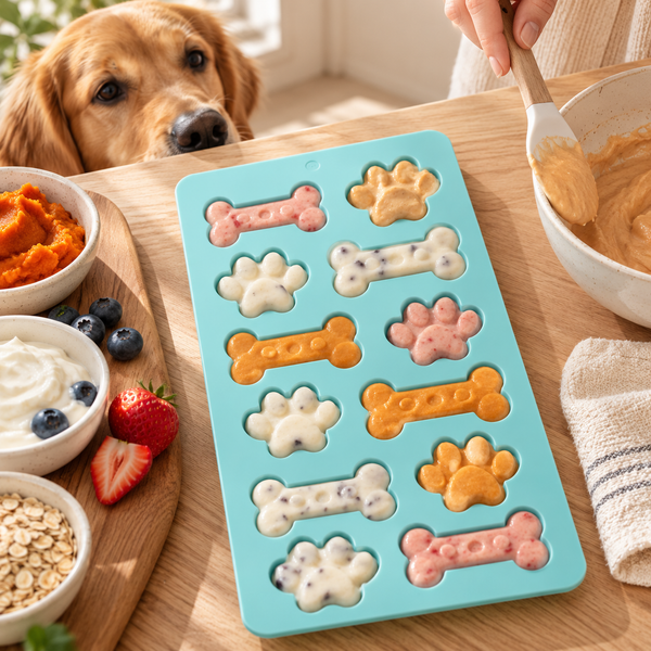Dog Treat Silicone Mould | Bone & Paw Shapes | Blue