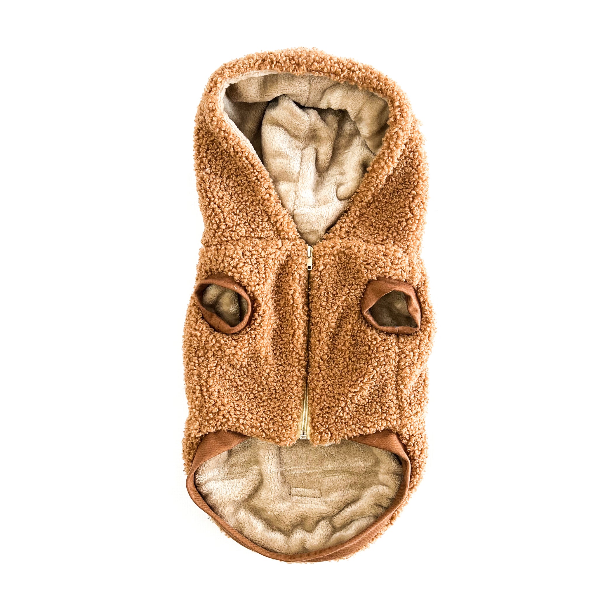 Teddy Fleece Hooded Jacket | Caramel