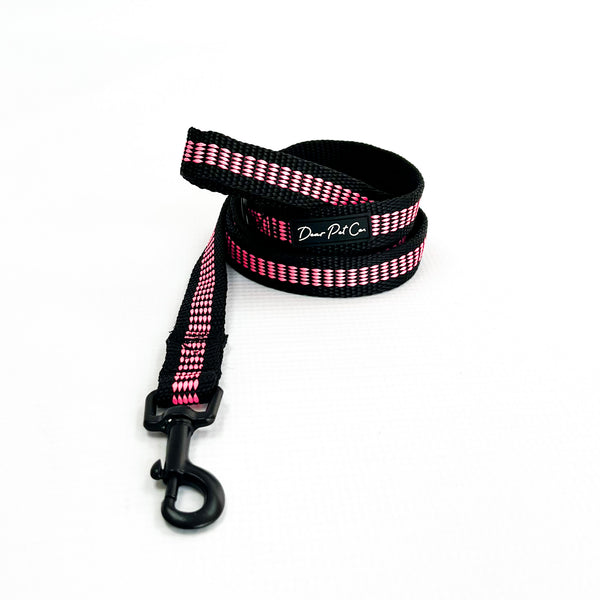 Webbing Leash | Black & Pink Stripe