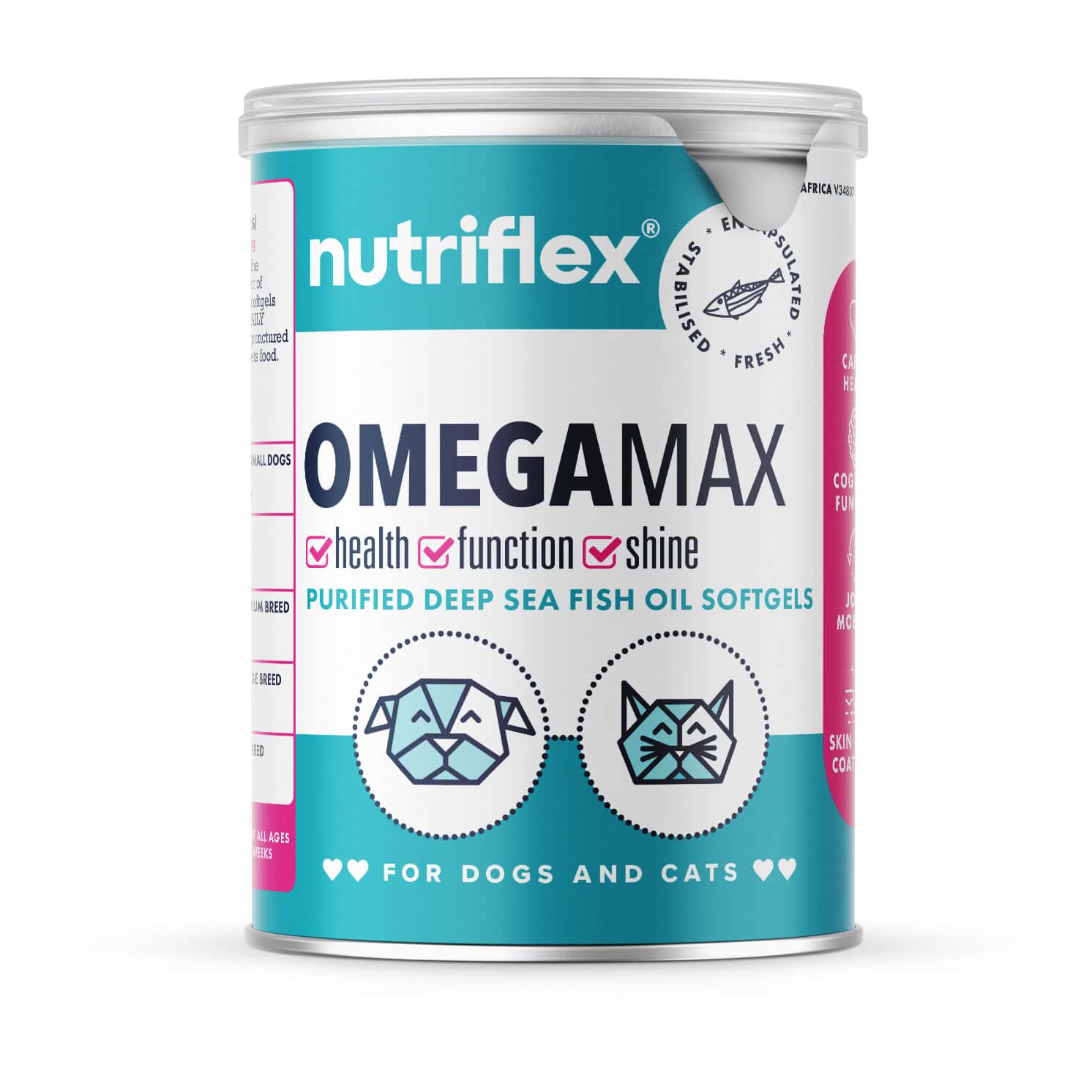 NutriFlex® OmegaMax Omega 3 For Dogs & Cats | Fish Oil Softgels 120 x 1000mg