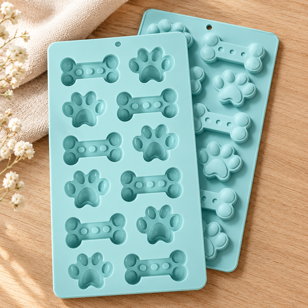 Dog Treat Silicone Mould | Bone & Paw Shapes | Blue