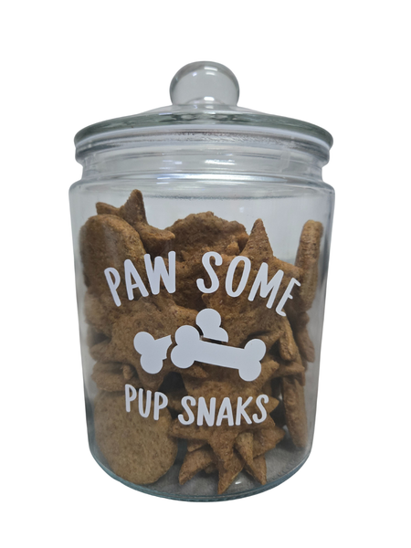 Dear Pet Co Glass Dog Treat Jar | Pawsome Pup Snaks | 4L