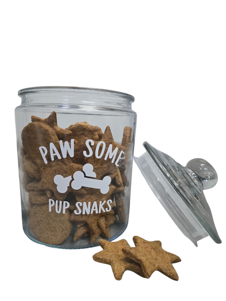 Dear Pet Co Glass Dog Treat Jar | Pawsome Pup Snaks | 4L