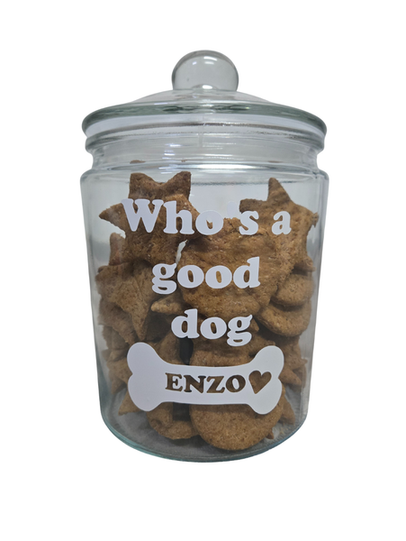 Dear Pet Co Personalised Glass Treat Jar | 4L | Who's A Good Dog