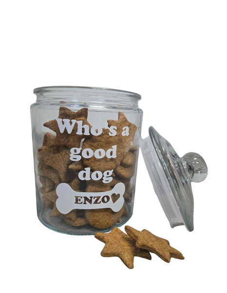 Dear Pet Co Personalised Glass Treat Jar | 4L | Who's A Good Dog