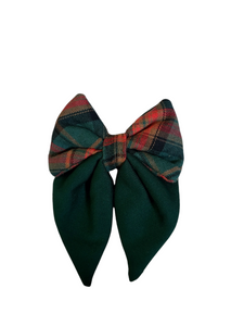 Christmas Sailor Bow Tie | Forest Green Checkered (Christmas Clearance)