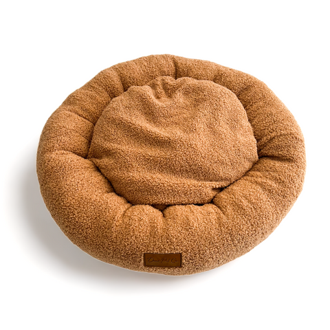 Teddy Fleece Plush Pet Bed | Caramel