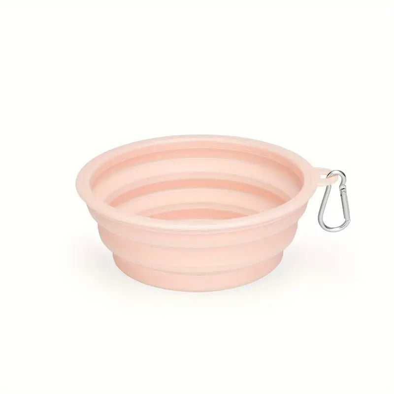 Medium (650ml) Foldable Dog Bowl - Light Pink