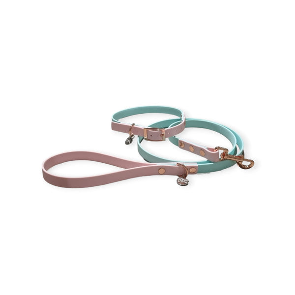 Waterproof Collar - Two Tone | Pastel Pink & Aqua