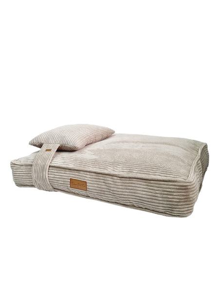 Luxury Lounger Pet Bed | Sand Stone Pawduroy