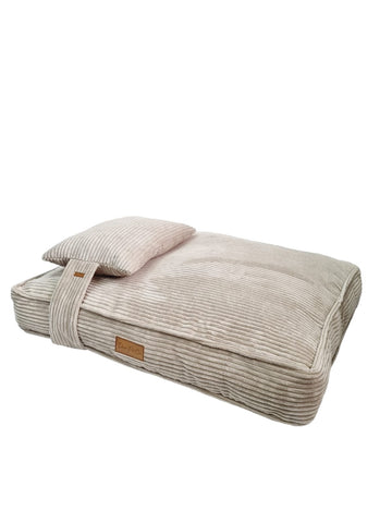 Luxury Lounger Pet Bed | Sand Stone Pawduroy