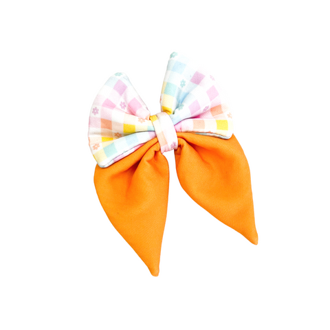 Sailor Bow Tie | Pastel Plaid x Orange