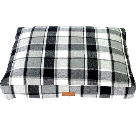 Flannel Lounger Pet Bed | Black & Grey Check - Dear Pet Company