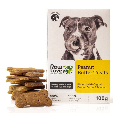 Raw Love Organic Peanut Butter Biscuits (100g) - Dear Pet Company